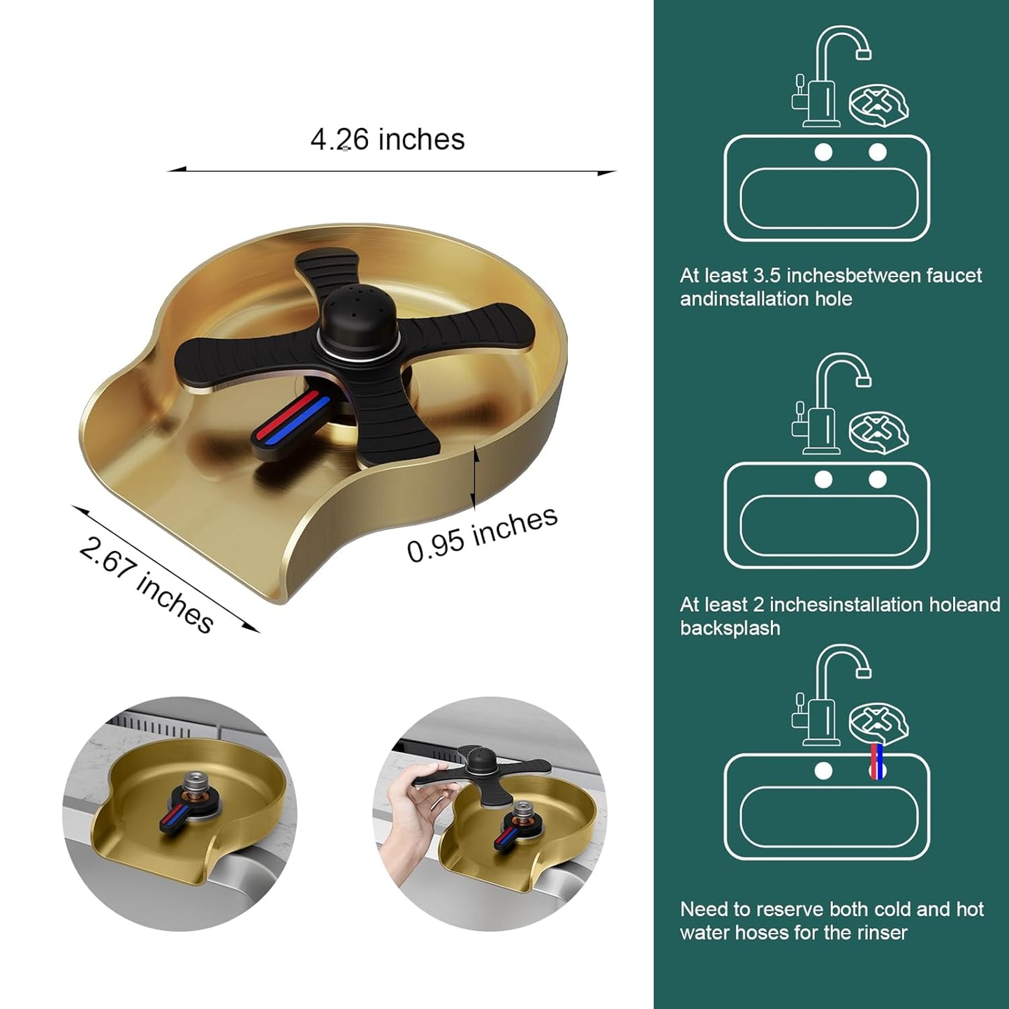 FONTOP Temperature Adjustable Glass Rinser Gold GRHOTDJ