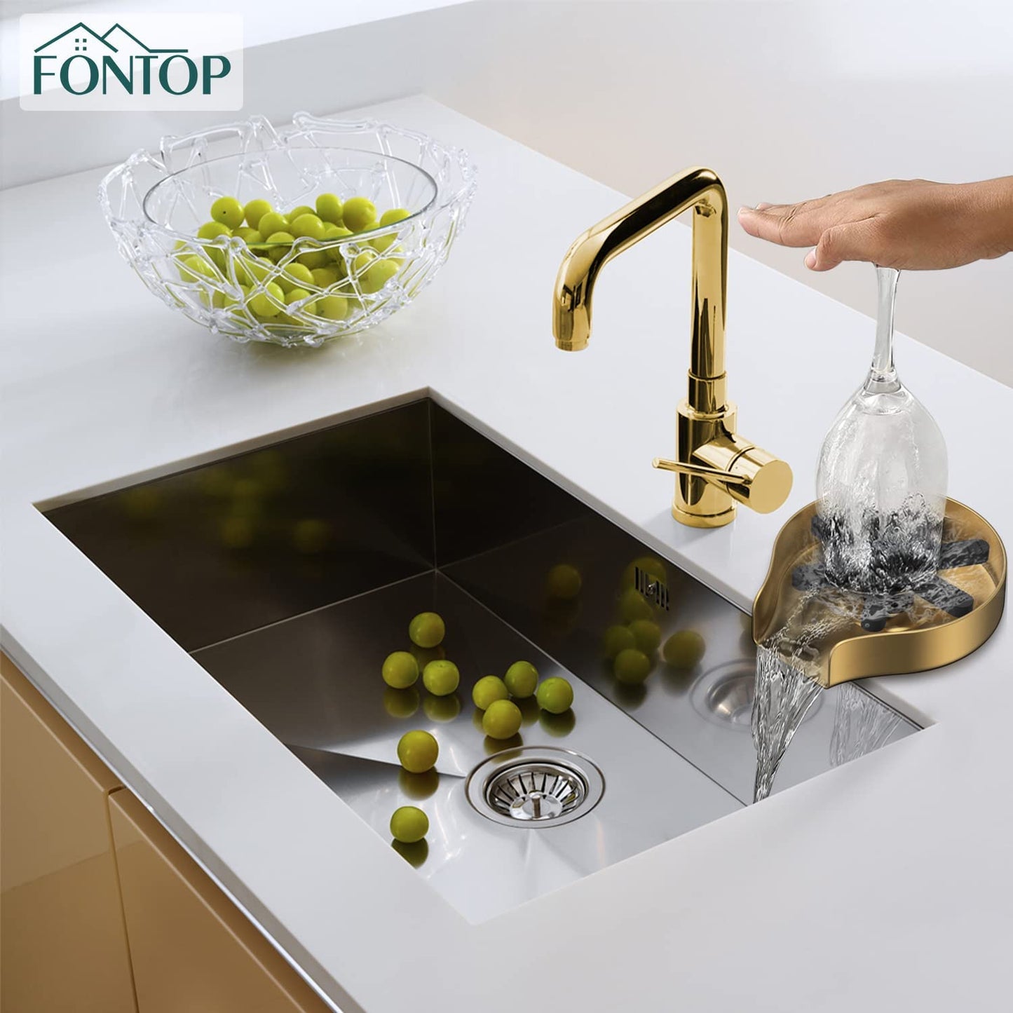 FONTOP Glass Rinser for Kitchen Sink Gold GRDJH5