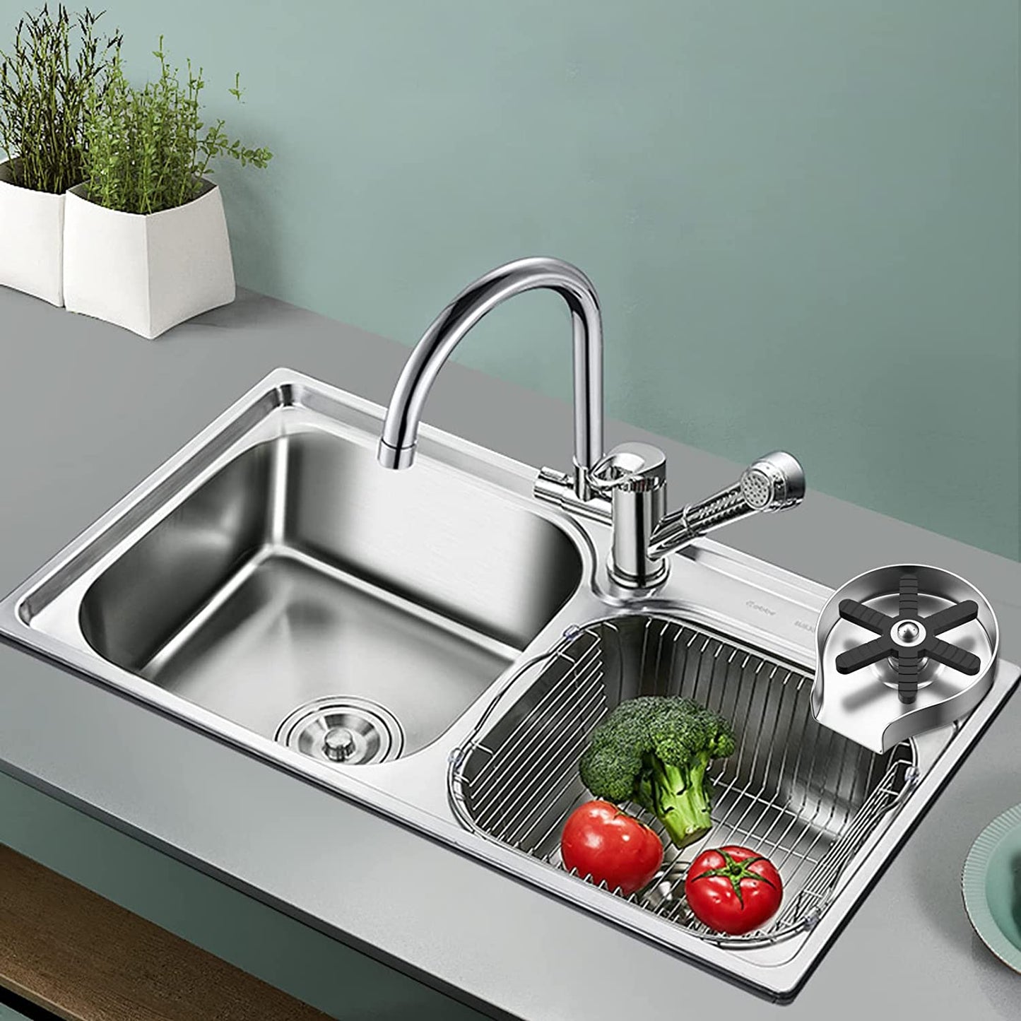 FONTOP Stainless Steel Glass Rinser Brushed Nickel ‎GR2LS