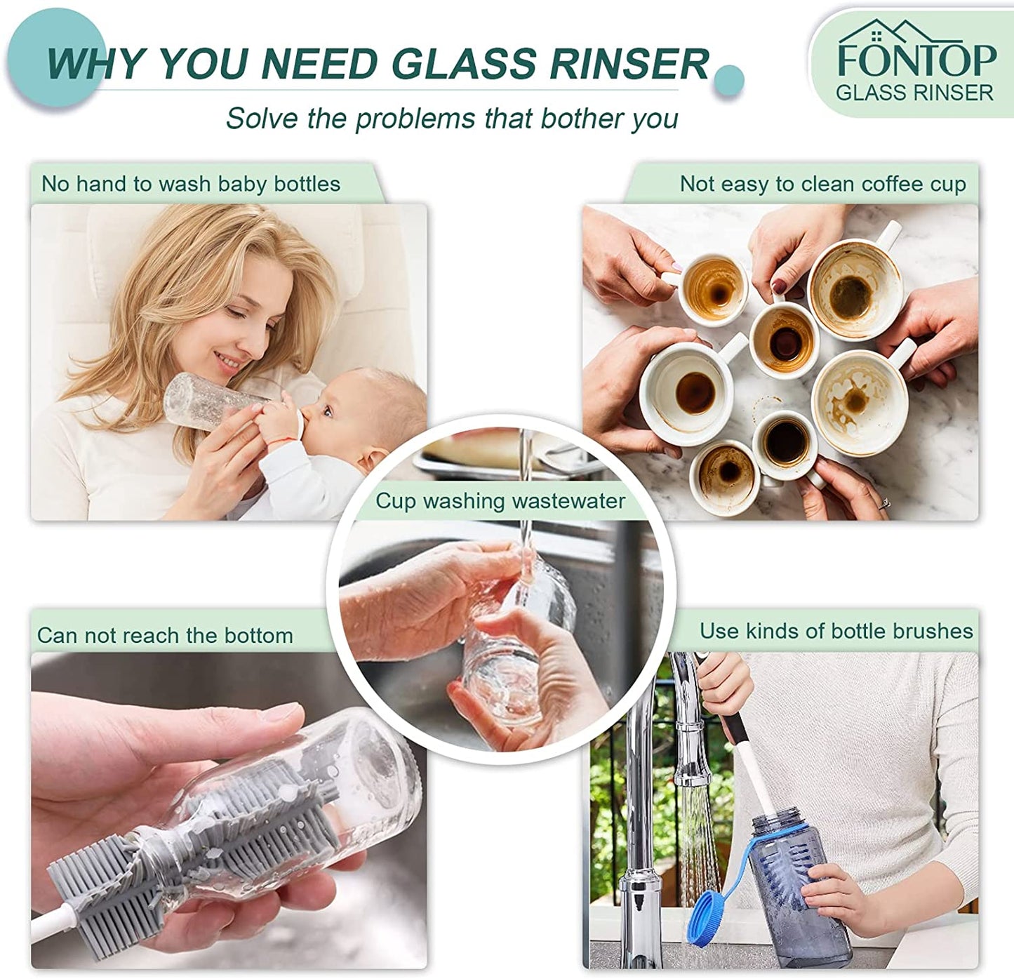 FONTOP Glass Rinser for Kitchen Sink Black